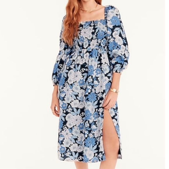 J. Crew Daydream Linen Midi Dress in Zinnia Floral Size Medium - Picture 1 of 8